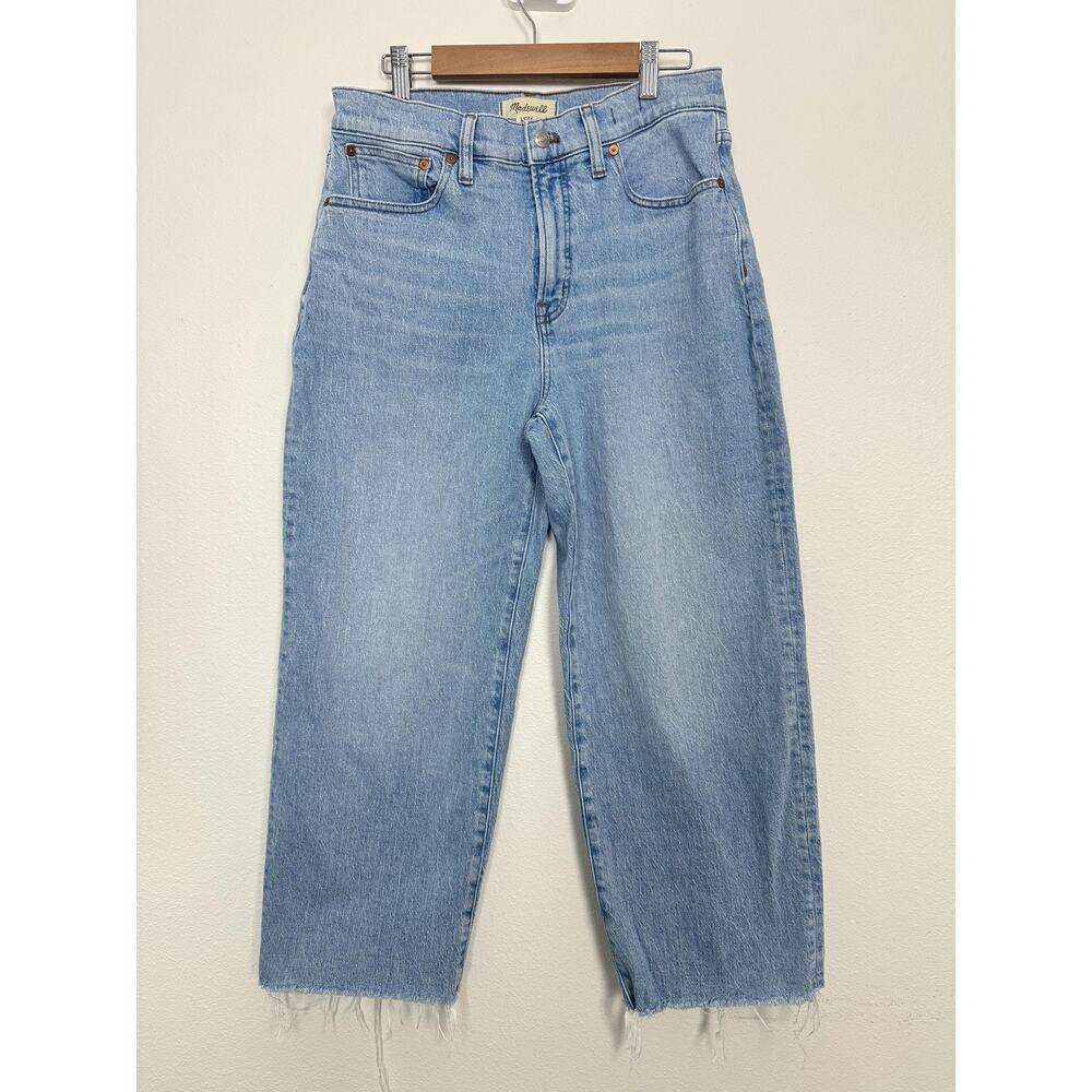 Madewell Jeans Womens 29 Blue Light Wash Perfect Vintage Wide-Leg Crop Raw Hem